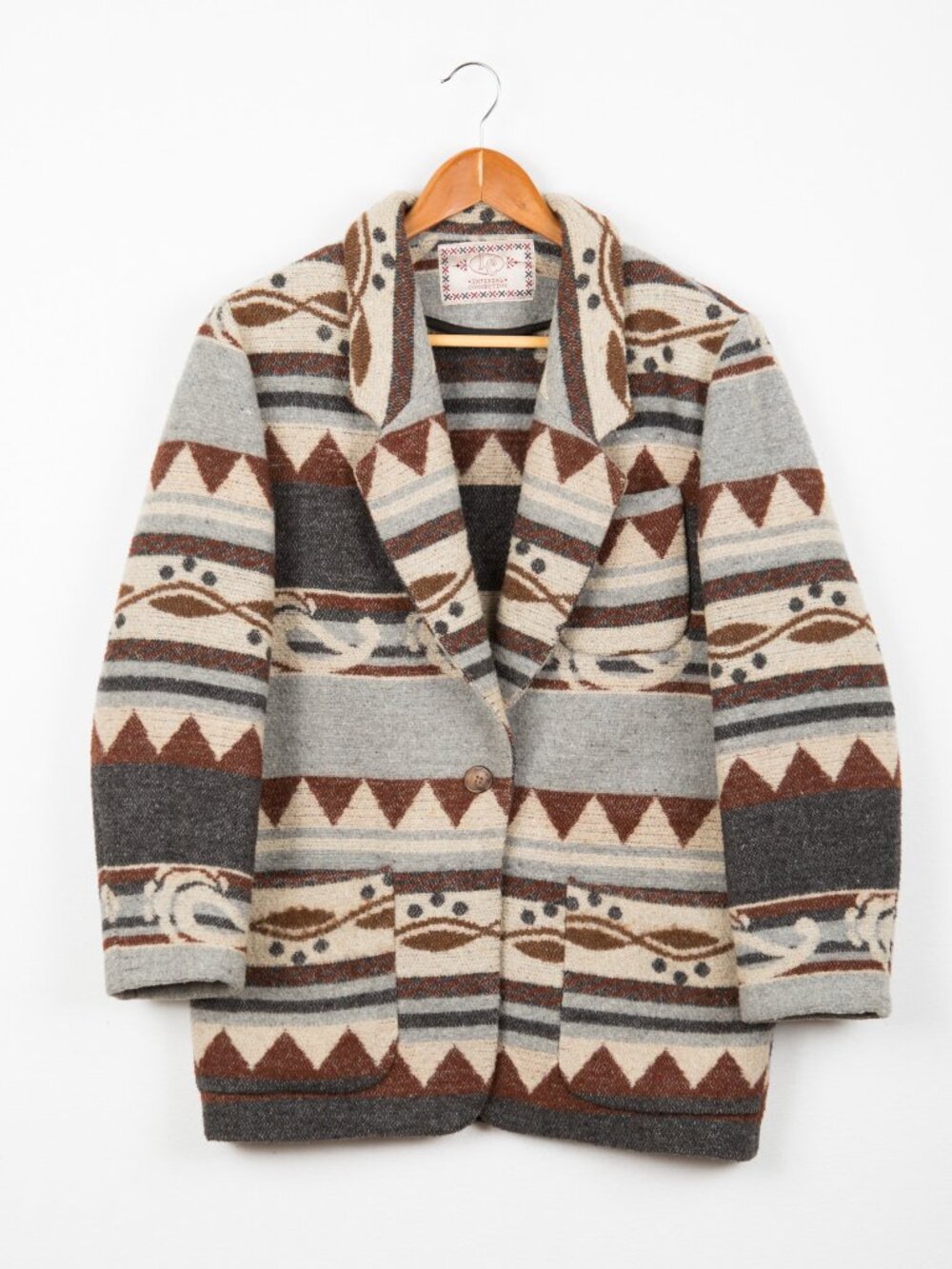 Vintage Southwestern Aztec Wool Blend Coat Jacket Size M Gorpcore